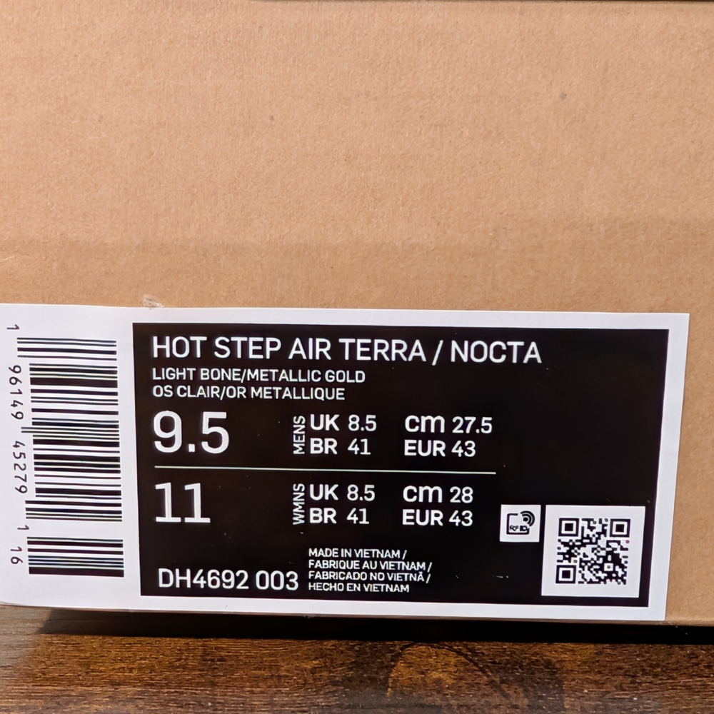 Nike x NOCTA Hot Step Air Terra Light Bone Metallic Gold - Picture 9 of 9